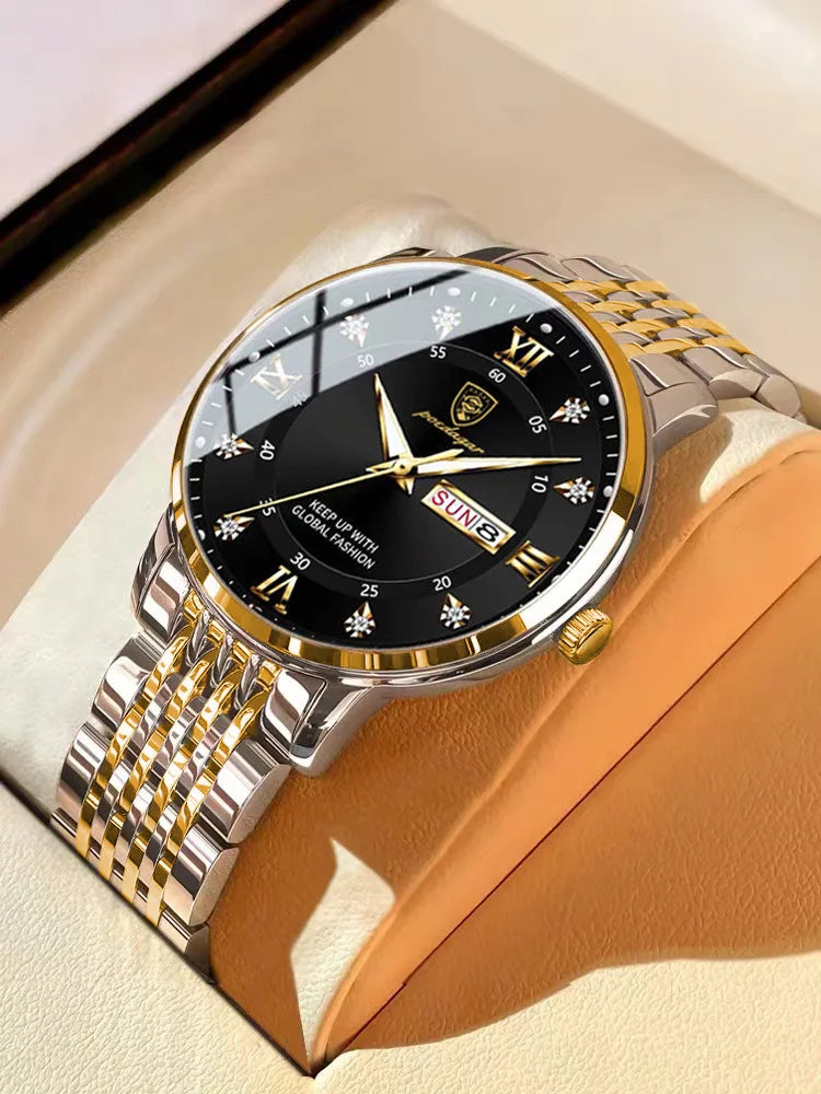 Orologio da uomo con doppio calendario, impermeabile, con luce notturna, edizione coreana, orologio alla moda, regalo di compleanno per uomo, sorpresa