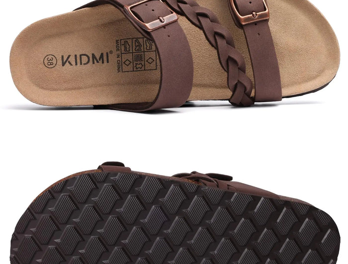 Crestar Sandali con pedana in sughero da donna Sandali scorrevoli slip-on con fibbia alla moda da donna Nuove pantofole comode estive con supporto per l'arco plantare