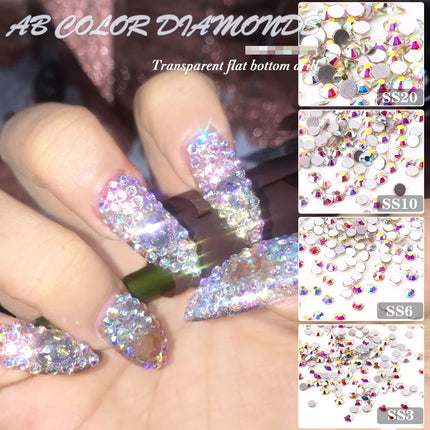 AB/Clear 1 Bag Nail Rhinestones Sizes SS3-SS12 1440 pcs Nail Art Decoration Flatback Glass Stones Shiny Gems DIY Gems nail accessories