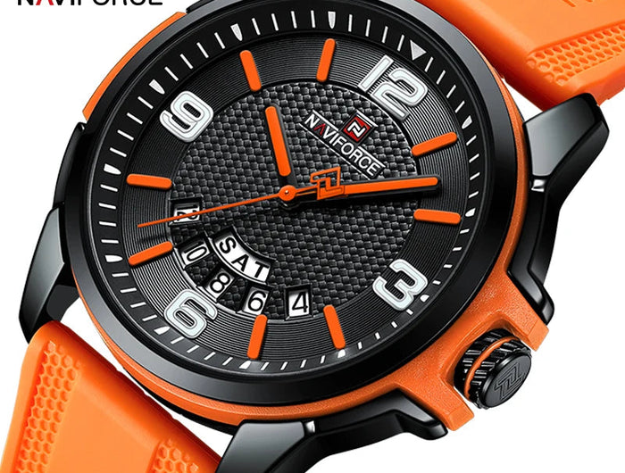 NAVIFORCE Creativo cinturino in TPU orologio da polso maschile moda sportiva 3ATM quarzo impermeabile giorno e data display orologi da uomo Reloj Hombre platinumshop