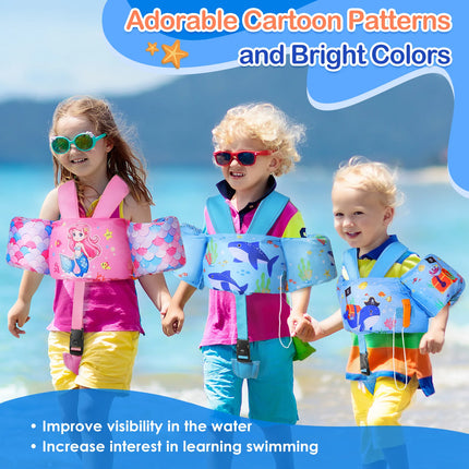 Kids Swim Vest Floaties for Children Arm Band Floaties with Adjustable Strap Swim Jacket Water Wing Pool Floating Learning Swimming