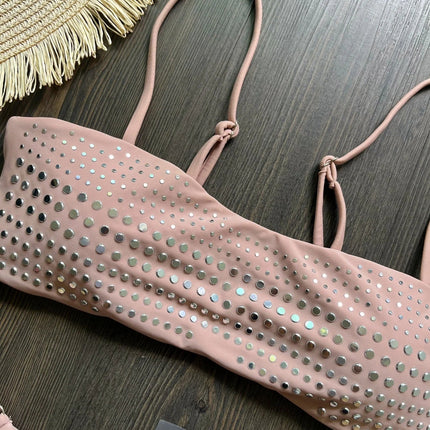 2025 Diamante Bikini Donne Sexy Costume Da Bagno A Fascia Biquini Push Up Costumi Da Bagno Femminile Lucido Costumi da Bagno Floreale Tuta Beachwear platinumshop