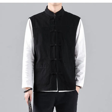 Canotte da uomo senza maniche in cotone stile cinese, gilet casual vintage, gilet estivi traspiranti, magliette larghe da uomo, abito Tang