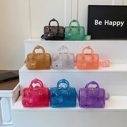 2025 Transparent PVC Beach Bag, Korean Style, Fresh and Sweet Silicone Shoulder Bag, Medium Size with Zipper Closure
