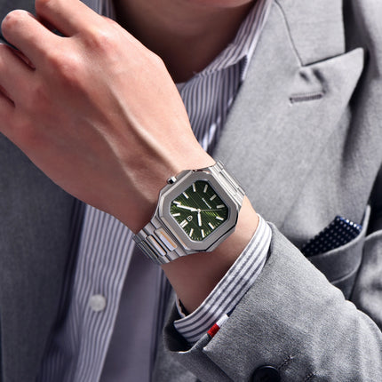 PAGANI DESIGN 37MM Orologio al Quarzo di Alta Gamma, Quadrato, Semplice ed Elegante, con Cristallo Zaffiro, Cassa in Acciaio Inossidabile, Regalo per Uomo