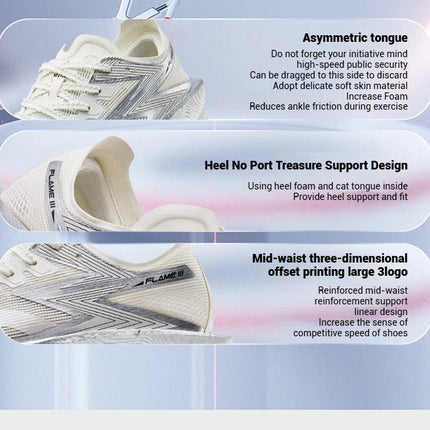 361 Degrees FLAME 3.0 Men Women Running Shoes Carbon Plate Racing Rebound Stable Breathable Wear-resistant Sneakers 672412207 PlatiNum