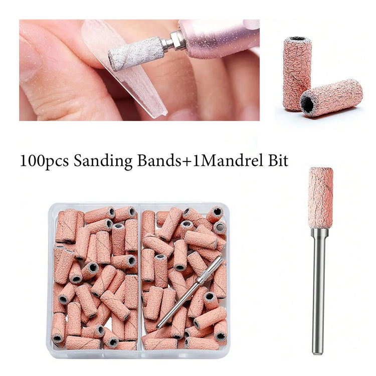 Cordless Nail Drill Electric Nail File Kit, Rechargeable Efile Set, Portable Acrylic Gel Nail Polish Remover Machine, Pedicure Manicure Tool, 11 Bits, 6 Sanding Bands, Salon Home