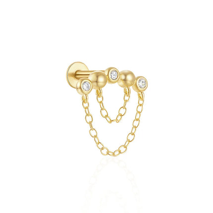 Orecchini con polsini piatti filettati con nappa tempestata di diamanti di nuovo stile, accessori per orecchie in stile europeo e americano. platinumshop