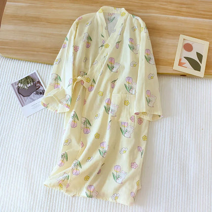 Pigiama kimono in stile giapponese estate nuovo pigiama di garza di cotone 100% camicia da notte da donna SPA yukata homewear pigiama lungo da donna