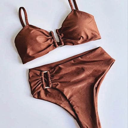Bikini a Fascia Push-Up Donna 2024, Costume da Bagno Sexy Femminile, Set Bikini Brasiliano con Perizoma, Tinta Unita, Abbigliamento da Spiaggia platinumshop