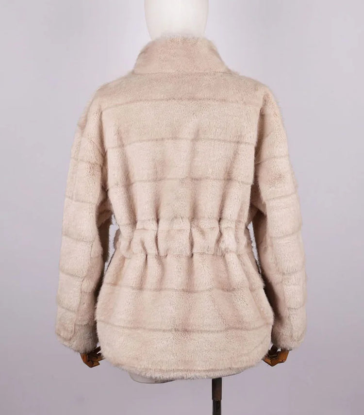 ZADORIN Luxury Designer Clothing Woman Mink Coat 2026 Chic Stand Collar Belted Brown Faux Fur Coat Woman Fluffy Fur Jacket Coats