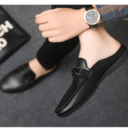 Mocassini Estivi da Uomo in Pelle Comodi e Leggeri, Scarpe Casual Morbide e Piatte, Ciabatte Quotidiane da Uomo