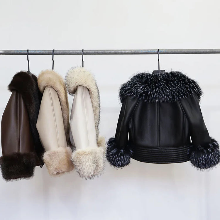 ZADORIN Luxury Winter Faux Raccoon Fur Coat Woman Short Faux Sheepskin Leather Jacket Warm Fur Lined Elegant Woman Clothes Tops