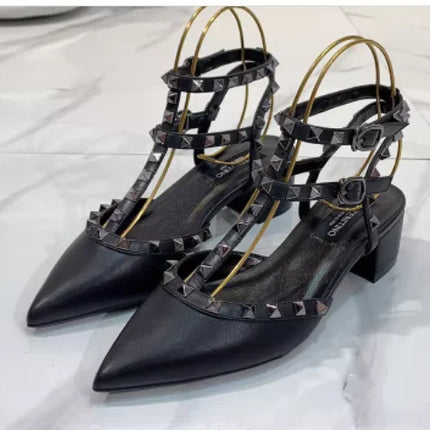 Scarpe singole con borchie in pelle verniciata da donna 2 fibbie décolleté lucide con cinturino a T 5.5cm punta a punta fatta a mano sandali taglie forti larghi 48