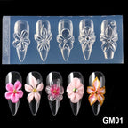 3D Flower Silicone Nail Mold Lily & Hibiscus Petals Carving Template Gel Polish Stencils for Spring Summer Manicure Decor