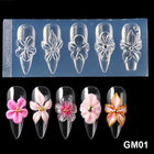 3D Flower Silicone Nail Mold Lily & Hibiscus Petals Carving Template Gel Polish Stencils for Spring Summer Manicure Decor