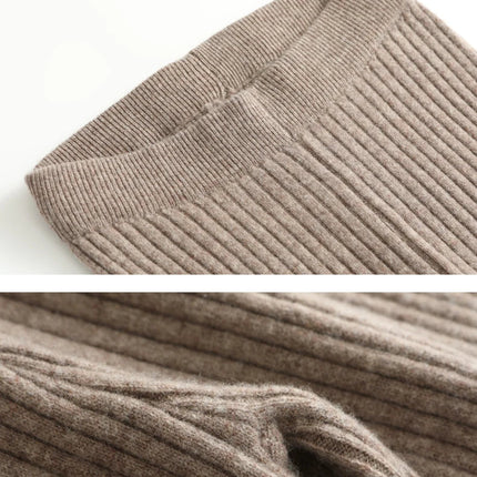 100% Merino Wool Striped Leggings Women's Winter Warm Knitted Tights Solid Color Women's Trousers PlatiNum