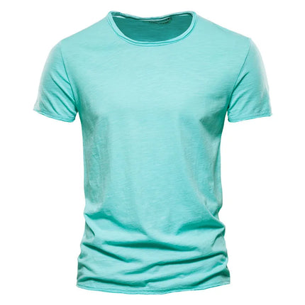 Men's 100% Cotton Branded Quality T-shirt V-Neck Fashion Design Slim Fit Solid Men's T-shirt Top Tees Short Sleeve T-shirt for Men