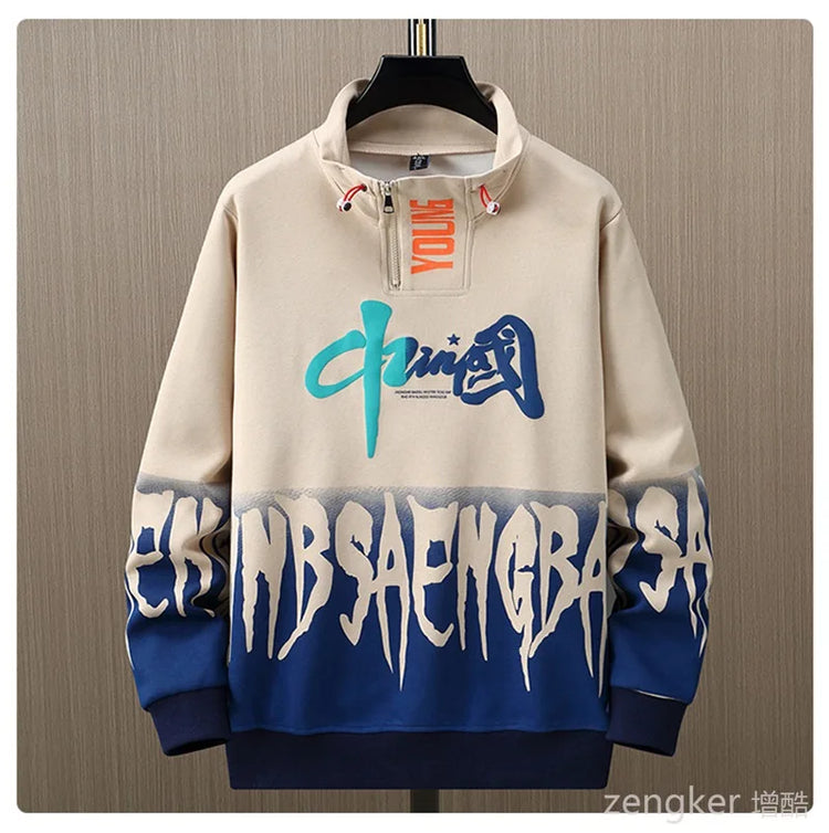 Men Spring Autumn Hooded Sweater Letter Plus Size Trendy Loose Sports Leisure Youth Student Hoodie 11xl 170kg 10XL 9XL