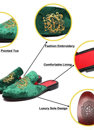 Pantofole antiusura in pelle da uomo Mocassini slip-on in velluto Scarpe da mulo alla moda
