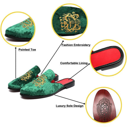 Pantofole antiusura in pelle da uomo Mocassini slip-on in velluto Scarpe da mulo alla moda