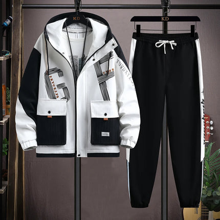 2025 Spring Casual Jackets Sportswear+Pants Men's Sets Korean Style 2 Piece Sets Men Streetwear Fitness Male Tracksuit