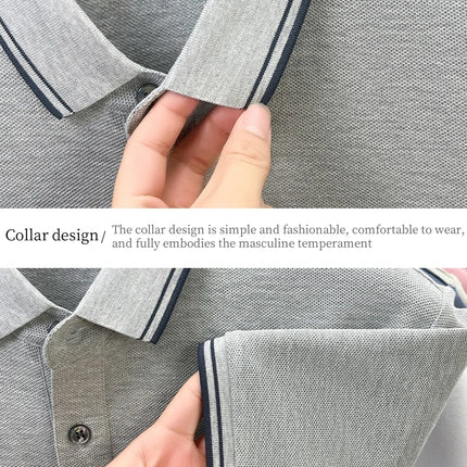 New men's short-sleeved polo shirt, 100% pure cotton, embroidered, fashionable, breathable, comfortable, and versatile.