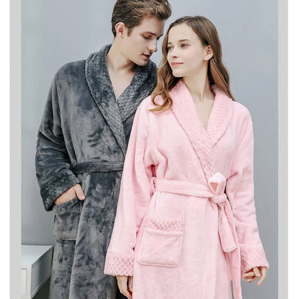 Donna Autunno e Inverno Caldo Lungo Velluto Corallo Spessore Coppia Accappatoi Da Bagno Uomo Donna Pigiama Doccia Accappatoio Asciugamani Da Bagno Per Adulti