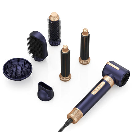 7‑In‑1 Multi‑Functional Hot Air Hair Styling Set,626-1- Curling Wand, Hair Dryer, Straightening Comb, Round Brush, Interchangeable Heads Household Salon Hair Care Styling Instrument