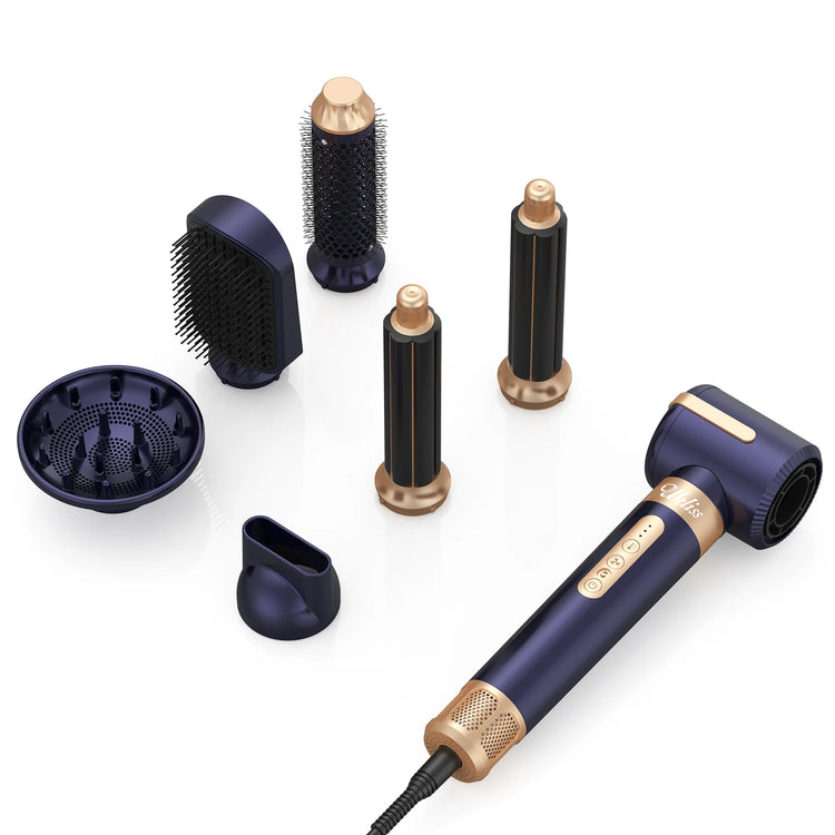 7‑In‑1 Multi‑Functional Hot Air Hair Styling Set,626-1- Curling Wand, Hair Dryer, Straightening Comb, Round Brush, Interchangeable Heads Household Salon Hair Care Styling Instrument