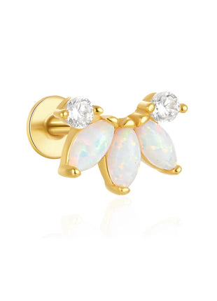 CANNER 1PC 925 Sterling Silver Exquisite Crown Opal Piercing Earring for Women Ear Studs Cartilage Earring Body Jewelry Gift PlatiNum