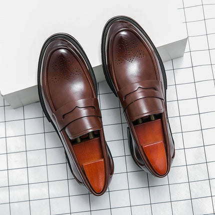 Scarpe Casual con suola spessa di lusso primaverile mocassini Penny neri da uomo scarpe eleganti da ufficio marrone per Mentênis masculino
