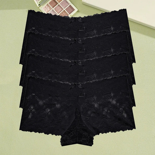 4Pcs/Set Women's Lace Panties Sexy Perspective Underwear Female Hollow Out Comfortable Underpants Low-Waist Breathable Lingerie