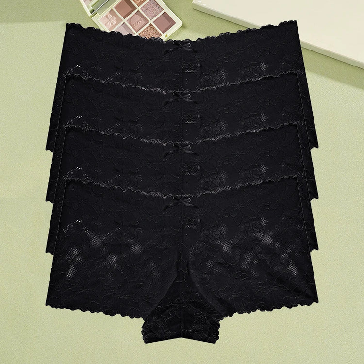 4Pcs/Set Women's Lace Panties Sexy Perspective Underwear Female Hollow Out Comfortable Underpants Low-Waist Breathable Lingerie