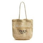 Hylhexyr Borsa a tracolla ricamata con lettera da donna Borsa in paglia intrecciata Borse da spiaggia per le vacanze vuote di grande capacità