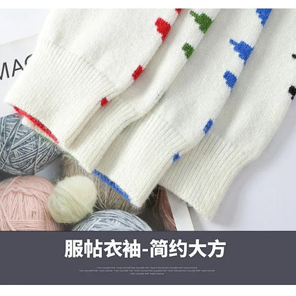 Dragon Graffiti Color blocked Fashion Knitted Sweaters Men's Knitwear Warm Pullover High Quality Mens Casual Loose Male Jumpers