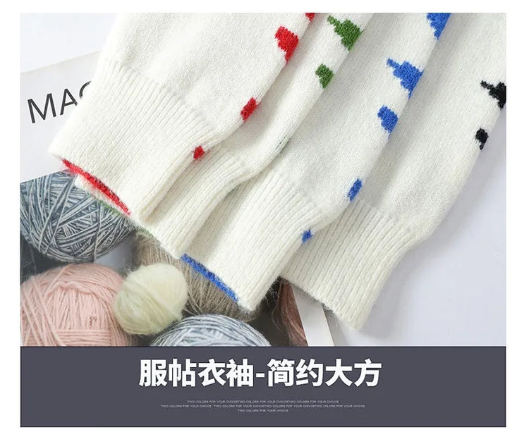 Dragon Graffiti Color blocked Fashion Knitted Sweaters Men's Knitwear Warm Pullover High Quality Mens Casual Loose Male Jumpers