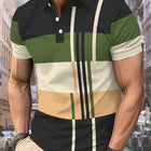 La nuova maglietta POLO da uomo dell'estate 2025 presenta una stampa casual con motivo a righe 3D, comoda e traspirante e alla moda