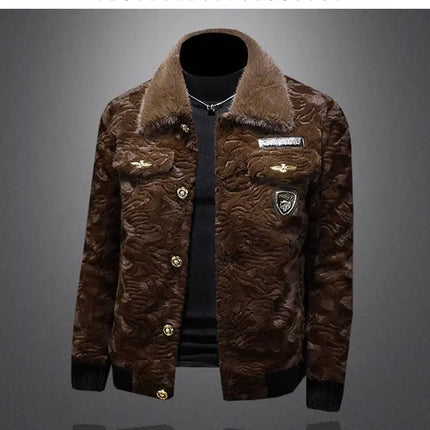Winter Men Gold Mink Fur Thickened Sheepskin Water-Repellent One-Piece Collar Coat Mens Wool Trench Coat Manteau Homme Hiver