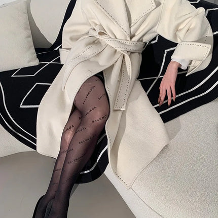 New Solid Korean Style Women Wool Coat Arch Needle Large Neck Versatile Fashion Texture Double Sided Trench Coats Female Winter