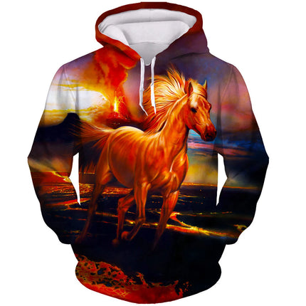 Fashion Horse Hoodies Animal 3D Print Men Women Autumn Casual Hooded Sweatshirts Oversized Harajuku Pullovers Man Tops Clothing