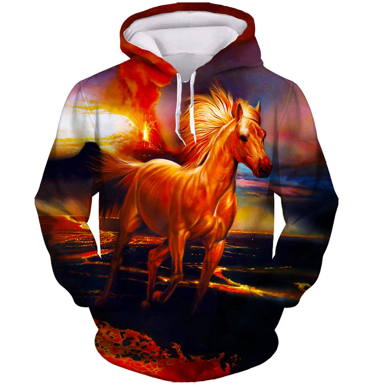 Fashion Horse Hoodies Animal 3D Print Men Women Autumn Casual Hooded Sweatshirts Oversized Harajuku Pullovers Man Tops Clothing