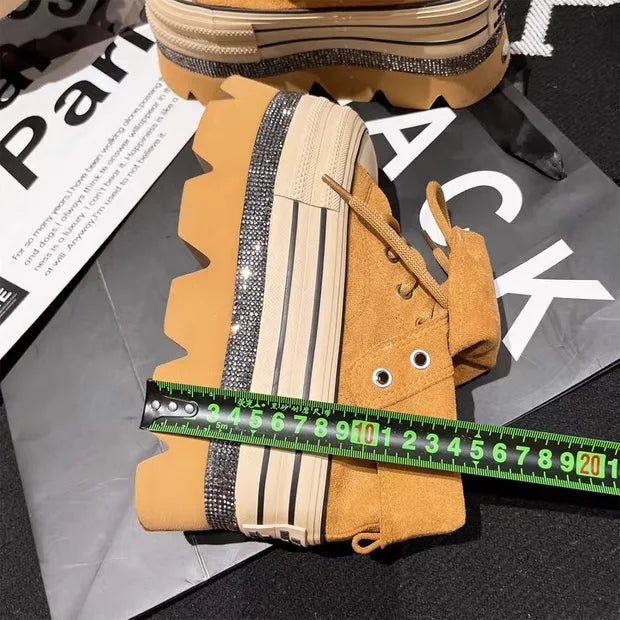 Autumn Winter High Heels Shoes Female Hip Hop Platform Chunky Sneakers Thick Bottom Shoes Short Ankle Boots Casual Fashion Shoe