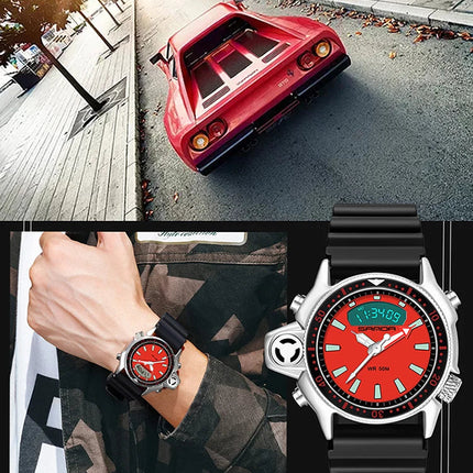 SANDA Sport orologio digitale al quarzo da uomo orologi subacquei creativi orologio da uomo con allarme impermeabile orologio con doppio Display Relogio Masculino platinumshop