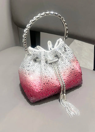 Handle Rhinestones Evening clutch Bag Purses and handbag luxury Designer shoulder bag Shiny Crystal Clutch purse bucket bag PlatiNum