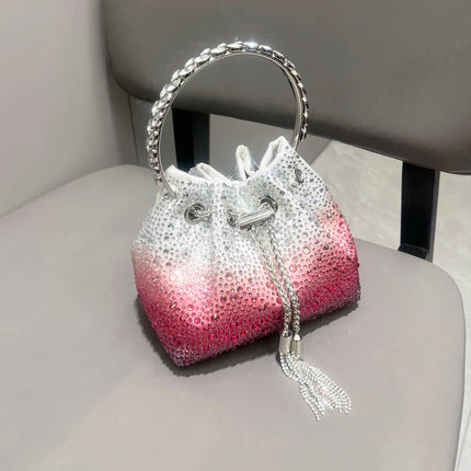 Handle Rhinestones Evening clutch Bag Purses and handbag luxury Designer shoulder bag Shiny Crystal Clutch purse bucket bag PlatiNum