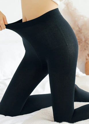 Women New Large Size Pantyhose with Extra Thick Fleece and One-piece Leggings Colored Tight Fitting Pantyhose PlatiNum