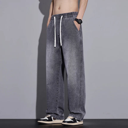 Abbigliamento da uomo Pantaloni a gamba larga Jeans larghi Streetwear Pantaloni in denim moda dritti Y2k Pantaloni da uomo in vita elastica lavati vintage