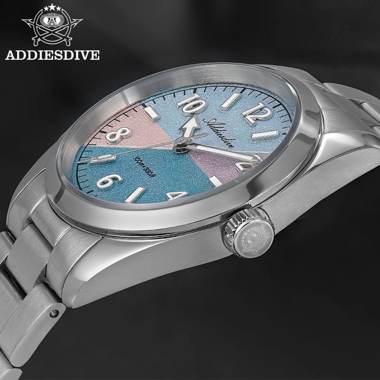 ADDIESDIVE Watch Men 2026 New 36mm Quartz Wristwatch AD2555 Sapphire 100m Waterproof BGW9 Luminous 316L Stainless Steel Watches
