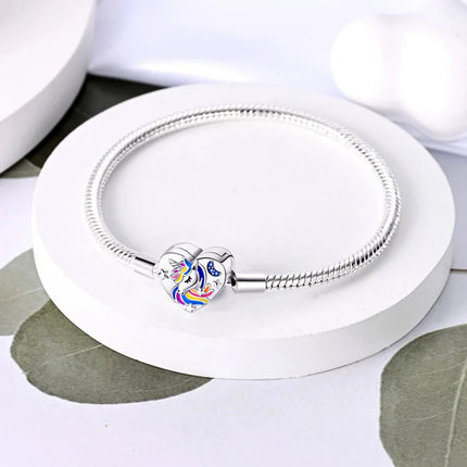 Nuovo Bracciale Originale in Argento 925 con Quadrifoglio Portafortuna e Catena a Serpente, Adatto per Gioielli Fai-da-Te da Donna PlatiNum